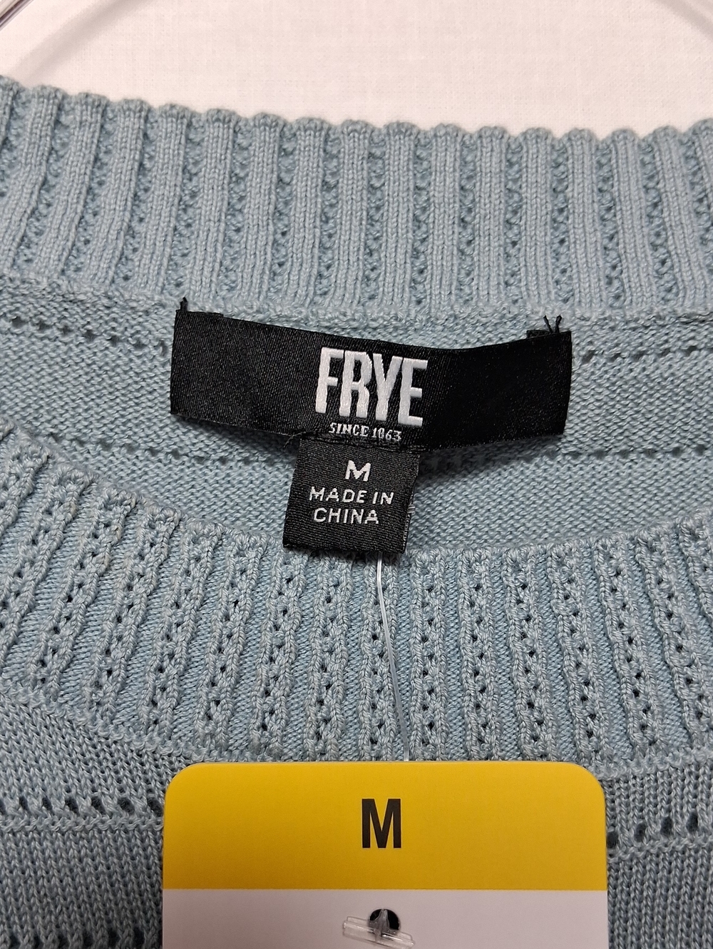 FRYE Light Blue Knit Short Sleeve Sweater - Picture 2 of 8